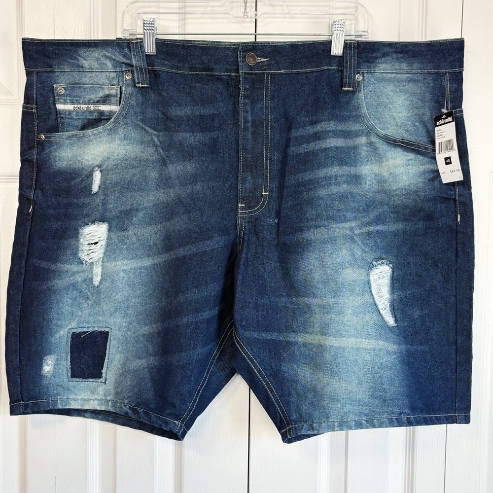 NWT Ecko Unlimited Distressed Denim Relaxed Fit Jean Shorts 48